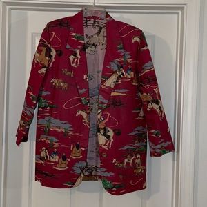 Vintage Western Print Blazer